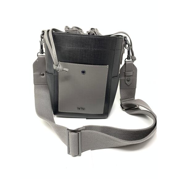 Botkier Park Slope Mini Bucket Crossbody Bag Black Gray Cinched Top